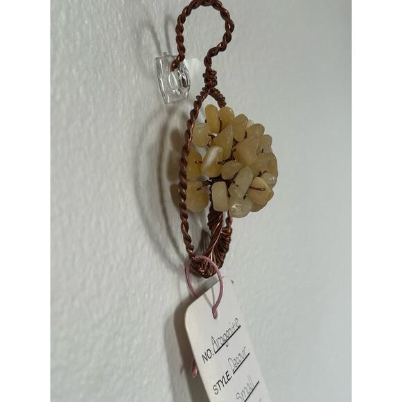 Handmade Copper and Serpentine Crystal Tree of life 3.5x2” Wall Decor - Picture 4 of 5